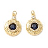 Rack Plating Brass Micro Pave Clear & Midnight Blue Cubic Zirconia Pendants KK-D073-17G-1