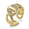 Brass Micro Pave Clear Cubic Zirconia Open Cuff Rings for Women RJEW-K289-02G-J-4