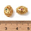 Oval Hollow Rack Plating Brass Micro Pave Cubic Zirconia Beads KK-P276-01G-2