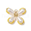 Two Tone Glass Seed Beaded Butterfly Pendants PALLOY-MZ00563-03-1