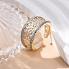 Brass Micro Pave Clear Cubic Zirconia Cuff Finger Rings for Women RJEW-C116-10G-2