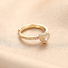 Brass Pave Cubic Zirconia Adjustable Rings for Women FS-WG836E5-01-2