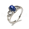 Oval Natural Lapis Lazuli Adjustable Rings RJEW-Q818-01P-05B-2