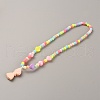Plastic Girl Pendant Necklace with Heart Beaded for Kids NJEW-TAC0009-03-3