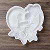 Valentine's Day Heart with Lovers & Flower DIY Wall Decoration Statue Silicone Molds DIY-G096-02-2