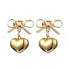 Brass Bowknot with 304 Stainless Steel Heart Dangle Stud Dangle Earrings EJEW-TA00328-1