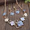 Rhombus Zinc Alloy Enamel Pendant Necklaces & Stud Dangle Earrings Sets WG3ED7E-06-1