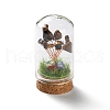 Natural Tiger Eye Chips Money Tree in Dome Glass Bell Jars with Wood Base Display Decorations DJEW-K030-02D-1