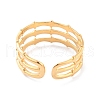 Ion Plating(IP) 304 Stainless Steel Bamboo Shape Open Cuff Ring for Women RJEW-L103-26G-3