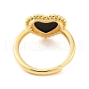 Heart Natural Black Onyx Adjustable Rings RJEW-Q817-05G-05-3