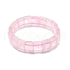 Natural Rose Quartz Rectangle Beaded Stretch Bracelet BJEW-E379-01E-2