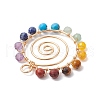 Chakra Mixed Gemstone Copper Wire Wrapped Faceted Pendants PALLOY-JF02745-01-4