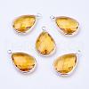Silver Color Plated Brass Glass Teardrop Pendants GLAA-M006-A-20S-1