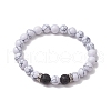 Natural Howlite Round Beads Stretch Bracelets BJEW-JB11493-01-2