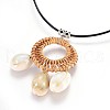 Cowrie Shell Pendant Necklaces NJEW-JN02312-01-3