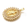 Religion Themed Rack Plating Brass Micro Pave Cubic Zirconia Pendants KK-L226-007G-07-2