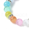 8mm Round Natural Selenite & Brass Crystal Rhinestone Beaded Stretch Bracelets for Women BJEW-JB10826-01-3