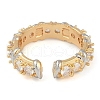 Letter X Brass Micro Pave Clear Cubic Zirconia Open Cuff Ring for Women RJEW-Q819-08G-3