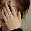 Rhodium Plated 925 Sterling Silver Initial Letter Open Cuff Ring JR852E-7