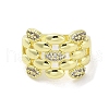 Brass Pave Cubic Zirconia Open Cuff Rings RJEW-M170-17G-2