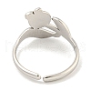 Non-Tarnish Tulip 304 Stainless Steel Open Cuff Finger Rings for Women RJEW-P114-05P-3