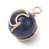 Natural Green Aventurine/Rose Quartz/Tiger Eye/Lapis Lazuli/Amethyst Copper Wire Wrapped Moon Pendants PALLOY-JF02908-4