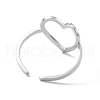 Hollow Out Heart 304 Stainless Steel Open Cuff Ring for Women RJEW-E073-07P-3
