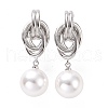 Knot with Plastic Pearl Dangle Stud Earrings EJEW-A072-08P-1