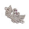 Rack Plating Brass Micro Pave Cubic Zirconia Couple Swan Connector Charms KK-Z070-13P-2