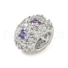 Brass Micro Pave Cubic Zirconia European Beads KK-I276-28P-3