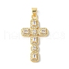 Brass Micro Pave Cubic Zirconia Cross Pendants ZIRC-I071-04G-05-1