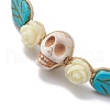 Adjustable Synthetic Dyed Turquoise & Magnesite Braided Bead Bracelets BJEW-JB10603-01-3