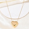 304 Stainless Steel Heart Pendant Round Snake Chain Necklaces for Women NJEW-B122-01G-01-1