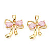 Brass Micro Pave Cubic Zirconia Pendants KK-N254-231G-1