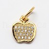 CZ Brass Micro Pave Cubic Zirconia Apple Charms ZIRC-L018-06G-1