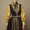 Ethnic Style Polyester Jacquard Leaf Ribbons SRIB-WH0011-198-6