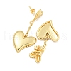 Heart Brass Dangle Stud Earrings EJEW-M258-68G-2