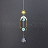 Natural Sodalite Star Sun Catcher Hanging Ornaments with Brass Sun HJEW-PW0002-13F-1