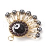 Faceted Synthetic Non-magnetic Hematite & Handmade Lampwork Beaded Pendants PALLOY-MZ00472-04-4