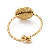 Ion Plating(IP) 304 Stainless Steel Flat Round Open Cuff Ring for Women RJEW-M149-14G-2