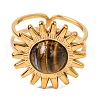 Natural Tiger Eye Finger Rings RJEW-Q822-42G-05-2