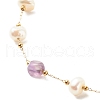 Natural Amethyst & Pearl Beaded Anklet AJEW-AN00500-03-4