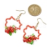 304 Stainless Steel Flower Glass Seed Beaded Dangle Earrings EJEW-MZ00335-02-3