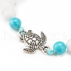 Natural Malaysia Jade & Howlite Braided Bead Bracelets Set with Alloy Tortoise BJEW-JB08065-01-4