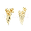 Clear Cubic Zirconia Flower of Life Dangle Stud Earrings EJEW-I269-06G-2