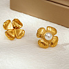 Classic Stainless Steel Imitation Pearl Flower Stud Earrings GL7726-4
