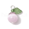 Natural Selenite(Dyed) Imitation Cat Eye Round Pendants PALLOY-TA00133-01-3