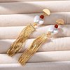 Brass Heart Dangle Stud Earrings EJEW-R014-07G-2