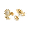 Brass Micro Pave Clear Cubic Zirconia Stud Earrings for Women EJEW-U030-03G-03-2