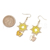 Flower with Butterfly 304 Stainless Steel Glass Seed Beads Dangle Earrings EJEW-MZ00417-2